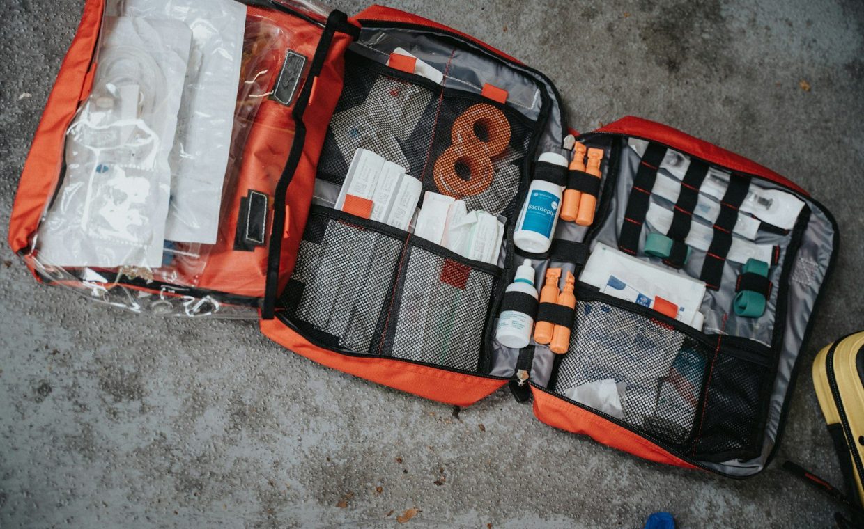 orange white and black bag
